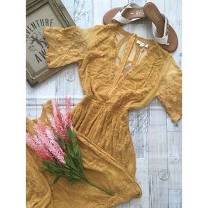 Honey Punch- Wild Honey Lace Maxi Dress Romper